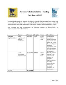 Governor’s Buffer Initiative – Funding Fact Sheet – 4/8/15