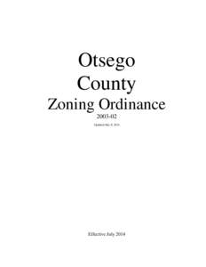 Otsego County Zoning OrdinanceUpdated July 8, 2014