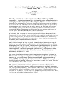 Overview: Redbay Ambrosia Beetle Suppression Efforts on Jekyll Island, Georgia, January 2007 Chip Bates Georgia Forestry Commission[removed]