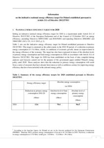 .  Information on the indicative national energy efficiency target for Poland established pursuant to Article 3(1) of Directive[removed]EU