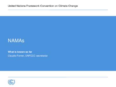 NAMAs What is known so far Claudio Forner, UNFCCC secretariat Firstname Lastname, Job Title UNFCCC secretariat, programme