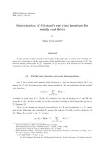 RIMS Kˆ okyˆ uroku Bessatsu B19 (2010), 249–254  Factorization of Shintani’s ray class invariant for