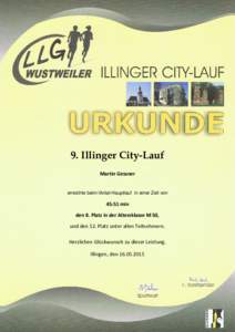 9. Illinger City-Lauf Martin Gessner erreichte beim illvital-Hauptlauf in einer Zeit von  45:51 min
