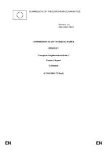 COMMISSION OF THE EUROPEAN COMMUNITIES  Brussels, xxx SEC[removed]COMMISSION STAFF WORKING PAPER