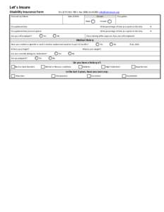 Let’s Insure    Disability Insurance Form  Tel: (, Fax: (, 