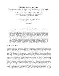 ALMA Memo No. 486 Characteristics of lightning discharges over AOS T. Watanabe, N. Takagi, D. Wang, L. Liu, M. Kamata