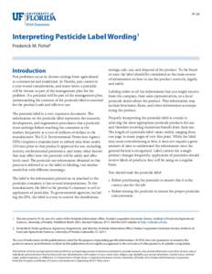 PI-34  Interpreting Pesticide Label Wording1 Frederick M. Fishel2  Introduction
