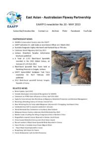 East Asian - Australasian Flyway Partnership EAAFP E-newsletter No.10 - MAY 2013 Subscribe/Unsubscribe Contact us