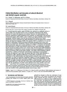 JOURNAL OF GEOPHYSICAL RESEARCH, VOL. 107, NO. C12, 3228, doi:[removed]2001JC000965, 2002  Global distribution and dynamics of colored dissolved and detrital organic materials D. A. Siegel,1 S. Maritorena, and N. B. Nelso