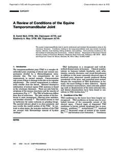 A Review of Conditions of the Equine Temporomandibular Joint