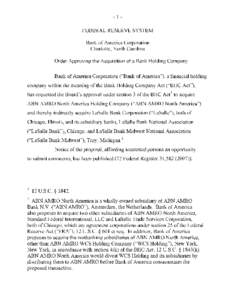 ABN AMRO / Finance / Bank regulation in the United States / Royal Bank of Scotland Group / Santander Group / LaSalle Bank / Federal Deposit Insurance Corporation / Bank of America / Standard Federal Bank / Financial services / Financial institutions / Banks