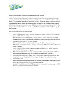 David H. Koch Charitable Foundation Evaluation Results: New York City In 1998, the David H. Koch Charitable Foundation sponsored one of the most comprehensive studies ever completed on the impact of youth entrepreneurshi