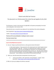 Oracle OpenWorld / Oracle Database / JavaOne / Password / Software / Computing / Oracle Corporation