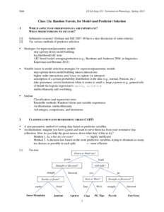 Shih  UCLA Ling 251: Variation in Phonology, Spring 2013 Class 13a: Random Forests, for Model (and Predictor) Selection 1