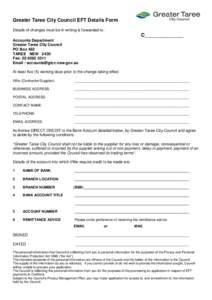 GREATER TAREE CITY COUNCIL INDEMNITY FORM