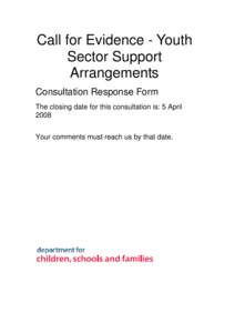 Call for Evidence - Youth Sector Support Arrangements