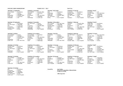 ENGLISH CLUBS CHAMPIONSHIP  SEASON[removed]Kent Two