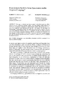 From Icons to Symbols: Some Speculations on the Origins of Language* ROBERT N. BRANDON Department of Philosophy Duke University Durham, NC 27708, U.S.A.