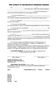 Microsoft Word - JOINT AFFIDAVIT OF LEGITIMATION BY SUBSEQUENT MARRIAGE.doc