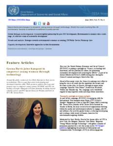 UN Home | UN DESA Home  June 2013, Vol. 17, No. 6 Geena Davis joins hangout to empower young women through technology| Watch live event marking Rio+20 anniversary| Awards to celebrate excellence in public service