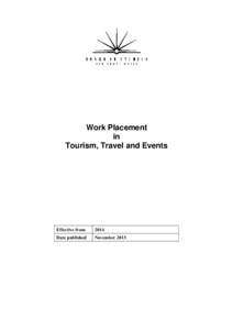 Work Placement  in Tourism, Travel and Events