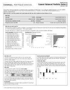 FUND FACTS  Counsel Balanced Portfolio Series E November 1, 2013