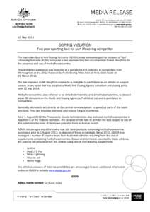 Microsoft Word - FINAL media release - Fraser Haughton SLSA - methlyhexaneamine - May 2013.DOCX