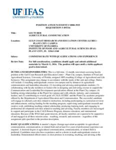 University of Florida / Institute of Food and Agricultural Sciences / Agricultural education / Cooperative State Research /  Education /  and Extension Service / Agricultural communication / Joseph C. Joyce / North Carolina State University College of Agriculture and Life Sciences