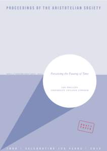 proceedings of the aristotelian society  issue 3 | volume cxiii | [removed]Perceiving the Passing of Time