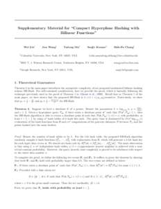 Supplementary Material for “Compact Hyperplane Hashing with Bilinear Functions” Wei Liu†  Jun Wang‡