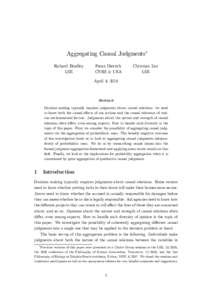 Aggregating Causal Judgments Richard Bradley LSE Franz Dietrich CNRS & UEA