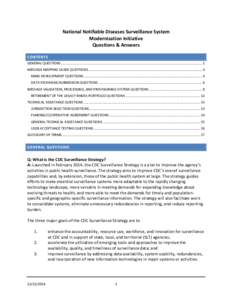 National Notifiable Diseases Surveillance System Modernization Initiative Questions & Answers CONTENTS GENERAL QUESTIONS ...................................................................................................