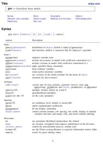 Title  stata.com glm — Generalized linear models  Syntax