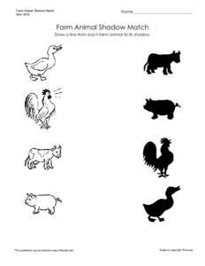 Farm Animal Shadow Matching worksheet