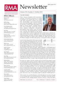 Newsletter  ISSNVolume XVI, Number 2 October 2012