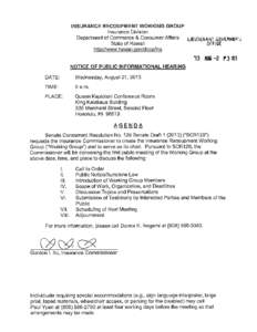 Insurance Recoupment Working Group Agenda August 21, 2013