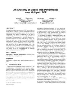 Computing / Internet protocols / Network architecture / World Wide Web / SPDY / HTTP/2 / QUIC / Multipath TCP / LTE / Transmission Control Protocol / Hypertext Transfer Protocol / Transport Layer Security