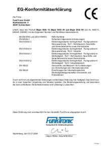 EG-Konformitätserklärung Die Firma: FunkTronic GmbH BreitwiesenstrSchlüchtern erklärt, dass das Produkt Major BOS 1V, Major BOS 4V und Major BOS 8V (Art.-Nr,