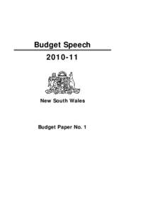 Budget Speech[removed]New South Wales  Budget Paper No. 1