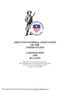 ADJUTANTS GENERAL ASSOCIATION OF THE UNITED STATES CONSTITUTION AND BY-LAWS