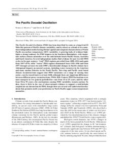 Journal of Oceanography, Vol. 58, pp. 35 to 44, 2002  Review The Pacific Decadal Oscillation NATHAN J. M ANTUA1 * and S TEVEN R. HARE2