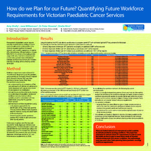How do we Plan for our Future? Quantifying Future Workforce Requirements for Victorian Paediatric Cancer Services Amy Shelly1, Jane Williamson2, Dr Peter Downie3, Sheila Hirst 4 1.	 Strategic Planning Coordinator, Paedia