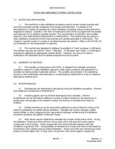 METHOD 9010C TOTAL AND AMENABLE CYANIDE: DISTILLATION 1.0  SCOPE AND APPLICATION