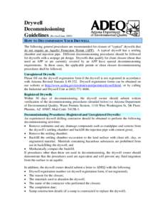 Drywell Decommissioning Guidelines