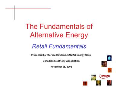 The Fundamentals of Alternative Energy Retail Fundamentals Presented by Theresa Howland, ENMAX Energy Corp. Canadian Electricity Association November 25, 2002