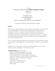 LCC  Technologies of Representation: Speech Writing and Language MWF  Skiles 