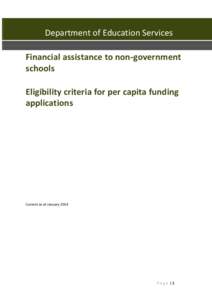 Department of Education Services Financial assistance to non-government schools Eligibility criteria for per capita funding applications