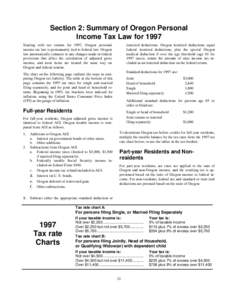 Section 2: Summary of Oregon Personal Income Tax Law for 1997 itemized deductions. Oregon itemized deductions equal federal itemized deductions, plus the special Oregon medical deduction if over the age threshold (age 61