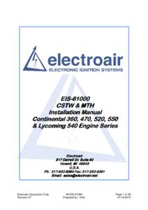 EISEISCSTW & MTH Installation Manual Continental 360, 470, 520, 520, 550 & Lycoming 540 Engine Series