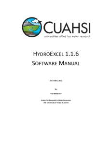 HYDROEXCEL[removed]SOFTWARE MANUAL December, 2011 by: Tim Whiteaker